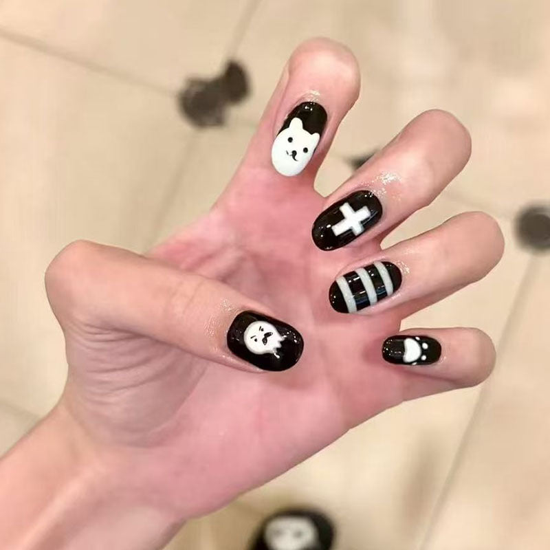 Verspielt Hase-Themen Press-On Nagelkunst Set Brehn