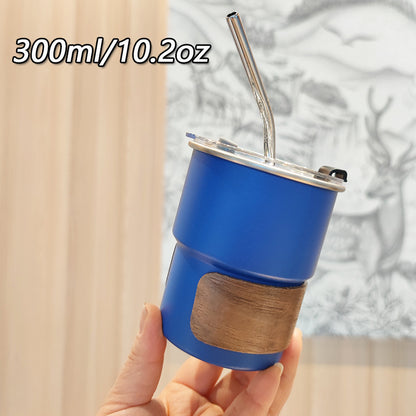 Damen stilvolle Edelstahl-Trinkbecher mit Holz-Applikation Brehn