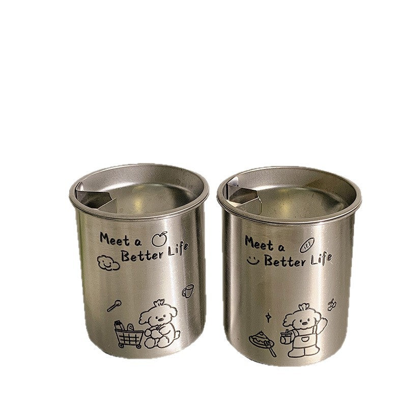 Edelstahl Aschenbecher mit Süßem Tiermotiv Brehn