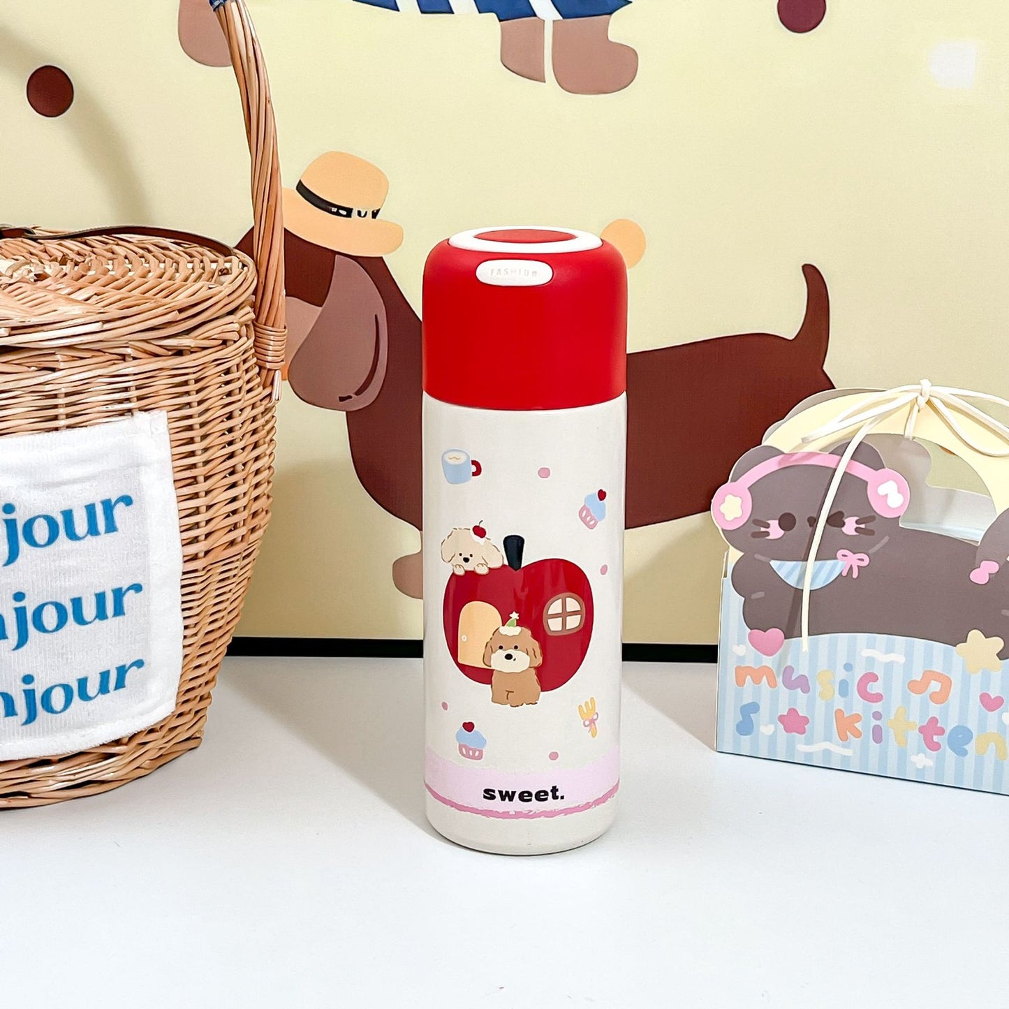Damen Isolierte Trinkflasche mit niedlichem Motiv Brehn