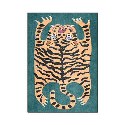 Verspielter Tiger-Themen-Teppich