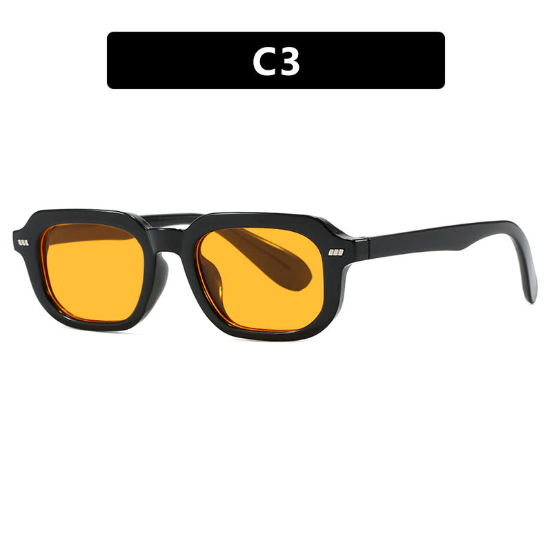 Damen quadratische Sonnenbrille mit hochglänzendem transparentem Rahmen und polarisierenden Gläsern Brehn
