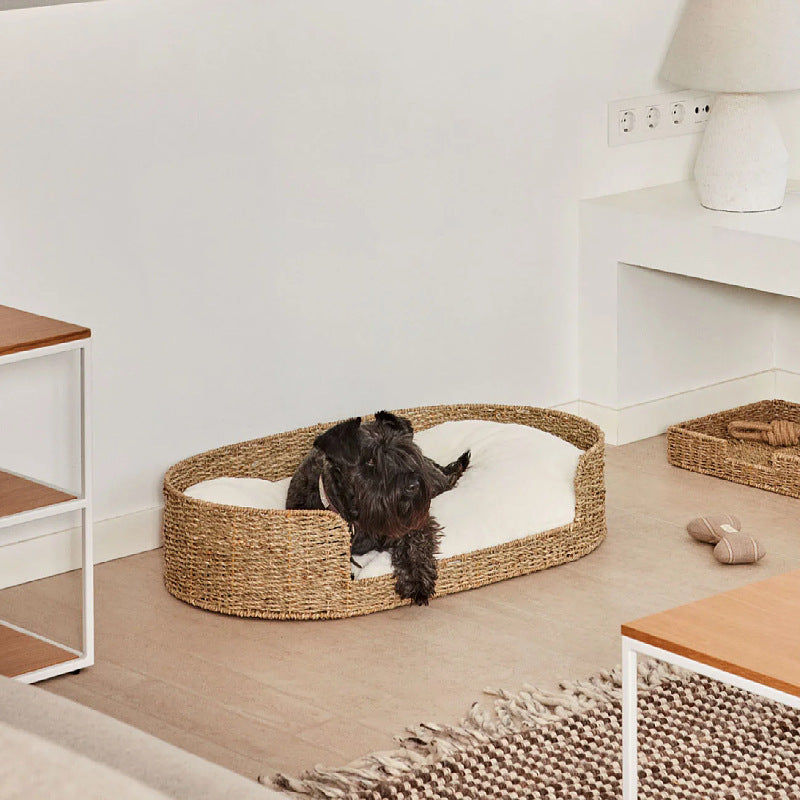 Gemütlicher und stilvoller Hundebett aus geflochtenem Material Brehn