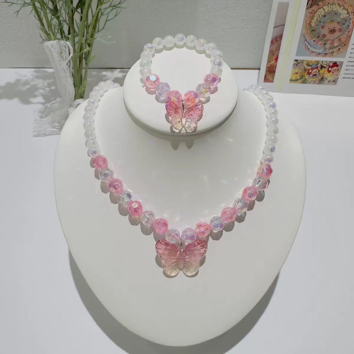 Schmetterlings-Anhänger Perlen Schmuckset Brehn