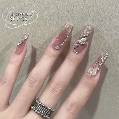 Glamouröse mit Strass besetzte spitze Press-On Nägel Brehn