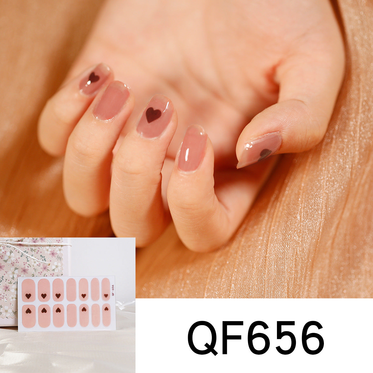 Künstliche Nagelkunst mit herzförmigen Designs und sanften Farbverläufen Brehn
