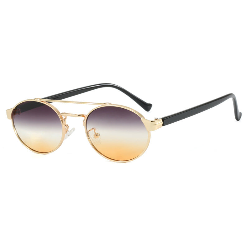 Damen modische Sonnenbrille im stilvollen runden Design mit goldenen Akzenten Brehn