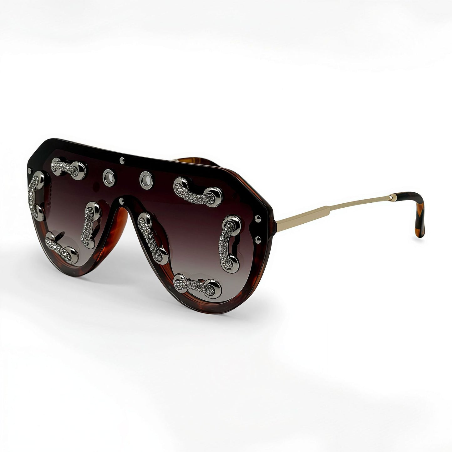 Damen extravagante Designer-Sonnenbrille mit funkelnden Akzenten Brehn