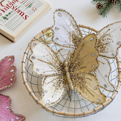 Elegante Schmetterlings-Haarclips mit Glitzer und Strass Brehn