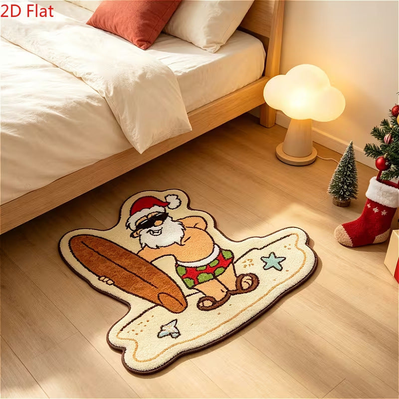 Fun Holiday Surfing Santa Bereichsteppich
