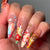 Künstlerische florale Stiletto Press-On Nägel Brehn