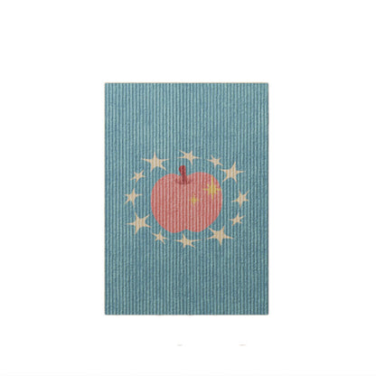 Textured Ribbed Cotton Wall Art Panel with Playful Apple Print
