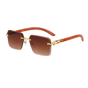 Damen Modische Quadratische Sonnenbrille mit eleganten Holzarmen Brehn