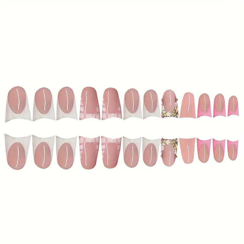 Glamorous 3D Crystal-Akzent Presse-auf Nagel Set Brehn