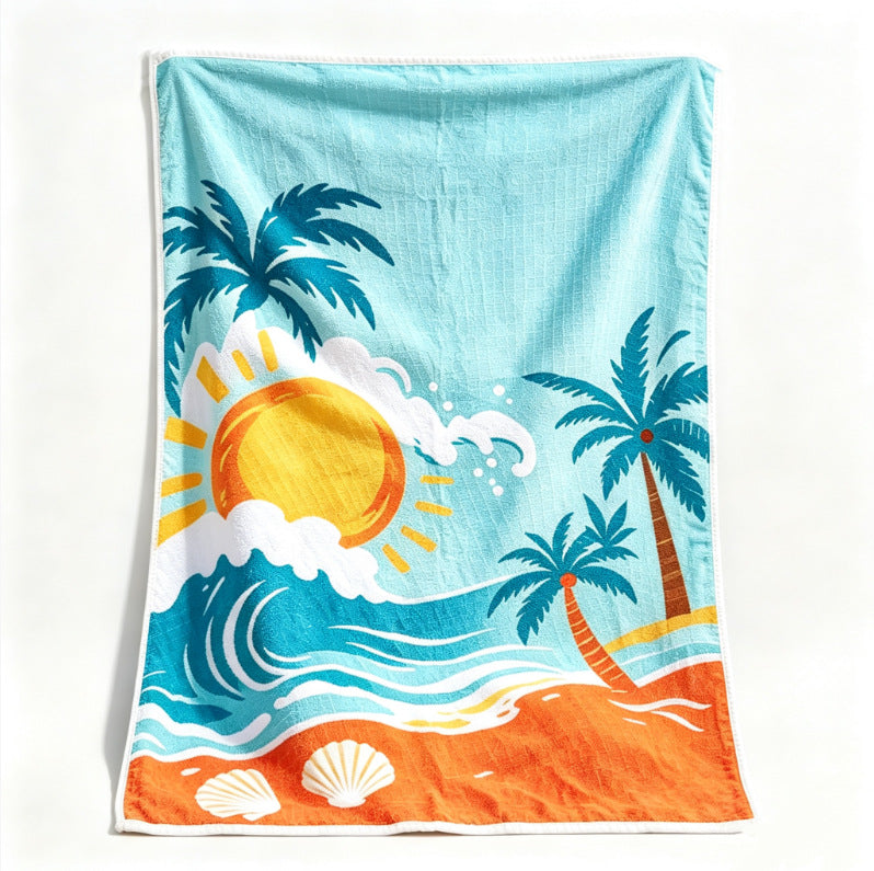 Stranddecke mit tropischem Motiv und hochwertiger Waffelstruktur Brehn