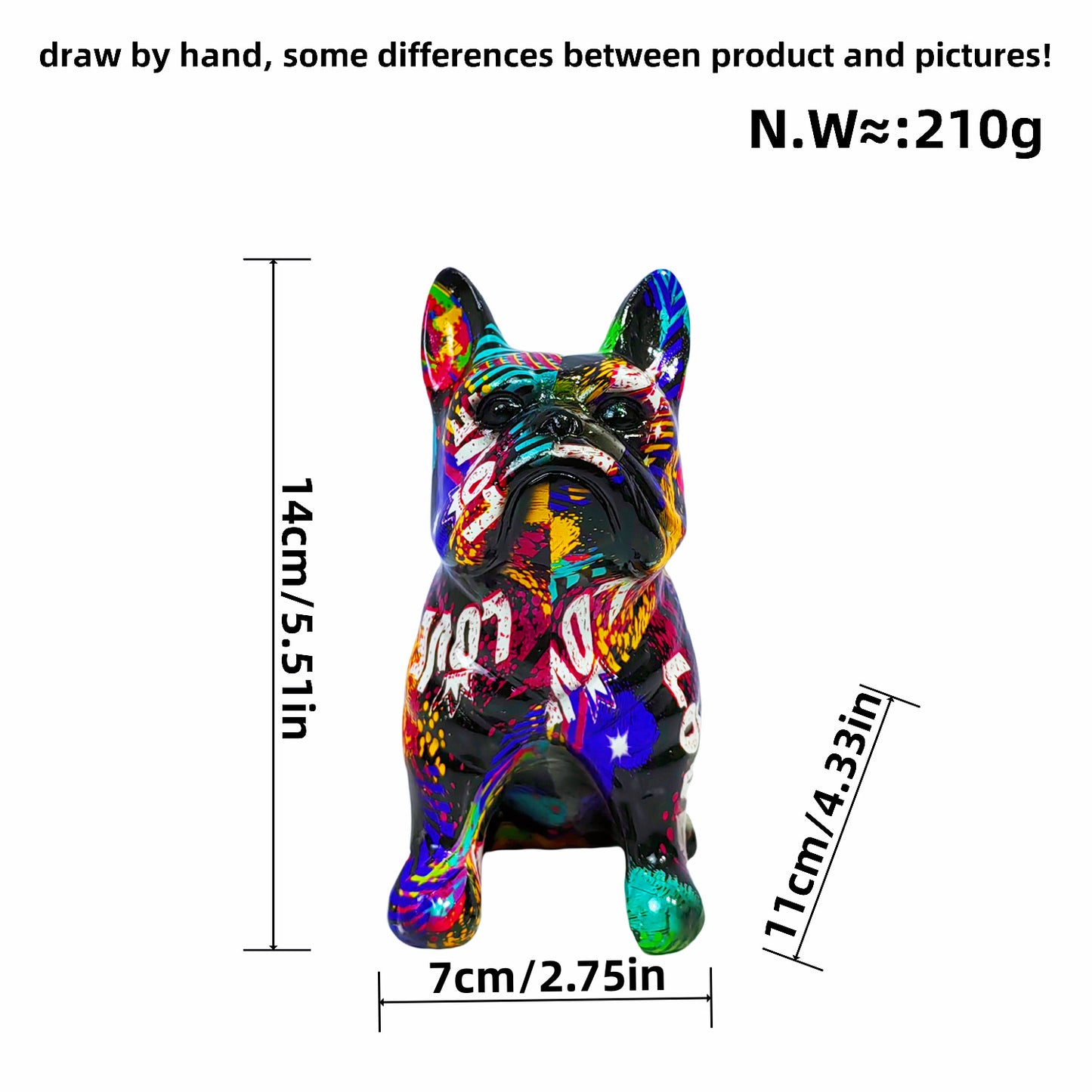 Kreative Bulldoggenfigur aus handbemaltem Kunstharz Brehn