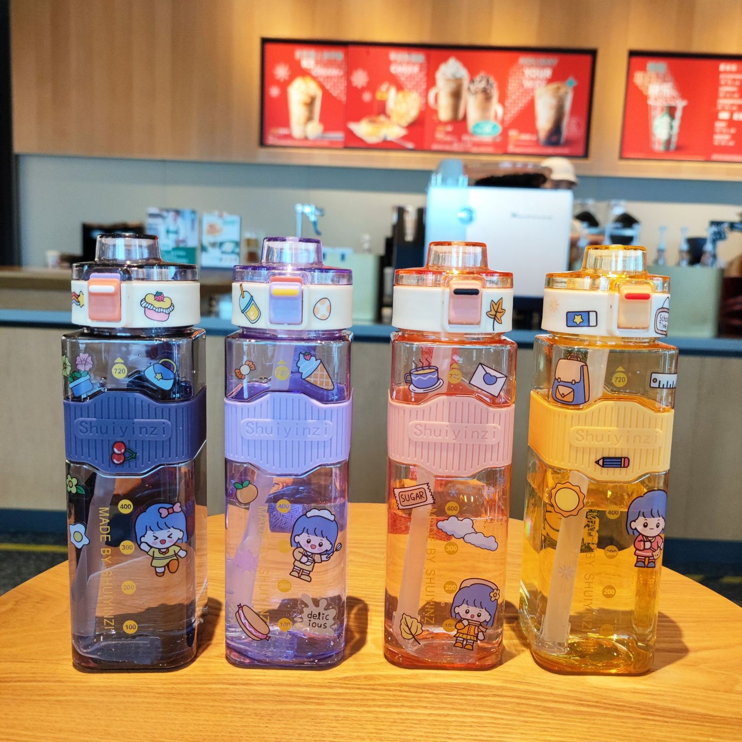 Damen kreative Trinkflasche mit innovativem Sichtfenster und Motivationsmarkierungen Brehn