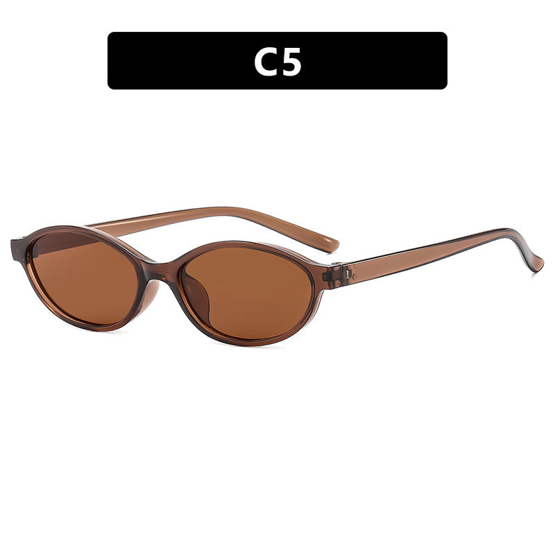 Damen ovalförmige Sonnenbrille mit transparentem Rahmen und UV-Schutz Brehn