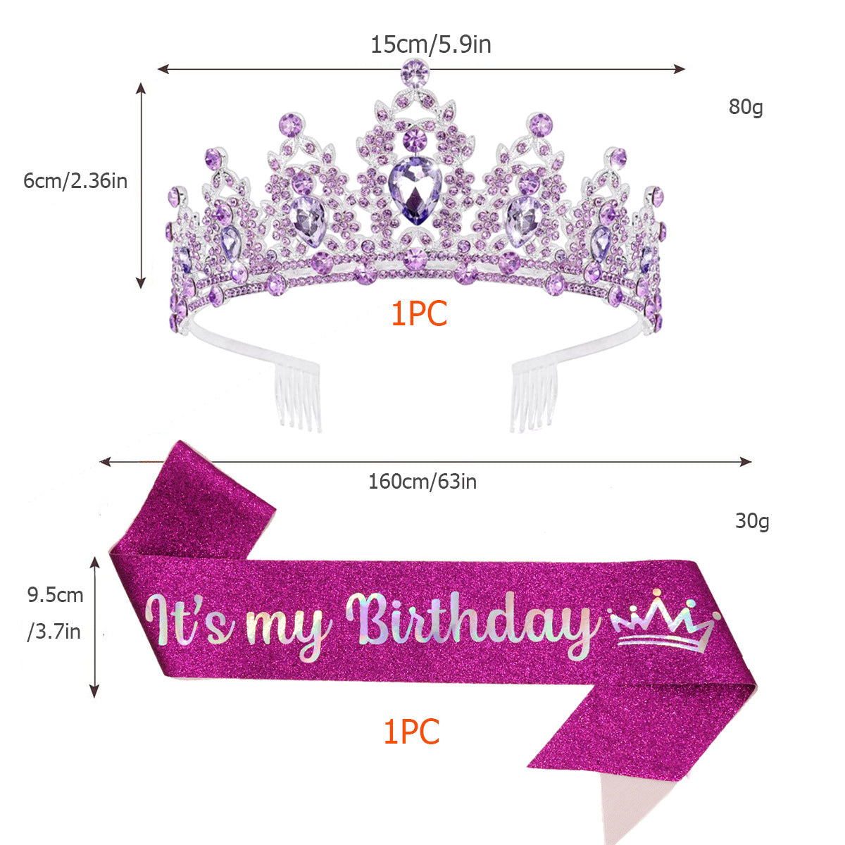 Damen Schwarz verzierte Tiara mit edlem Design Brehn