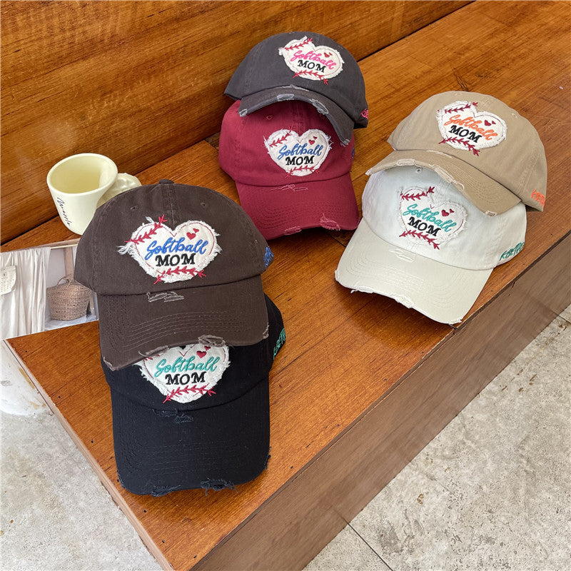 Damen Distressed Softball Mom Patch Baseball Cap Brehn