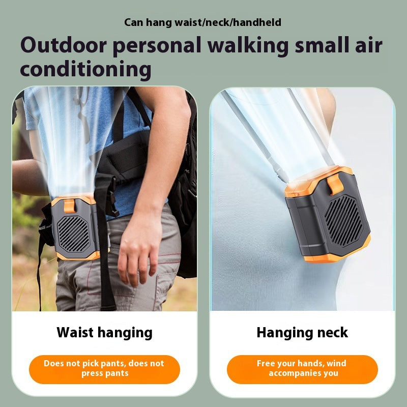 Unisex nan kompakter wiederaufladbarer Taillenventilator mit digitaler Akkuanzeige und verstellbarem Neigefuß Brehn