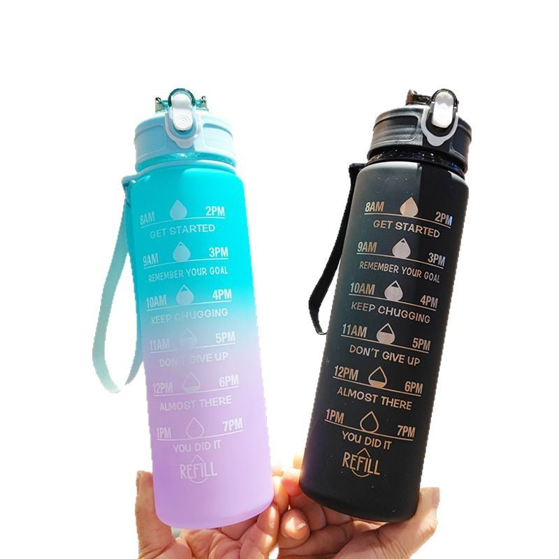 Damen Motivierende Wasserflasche mit integrierten Zeitmarkierungen Brehn