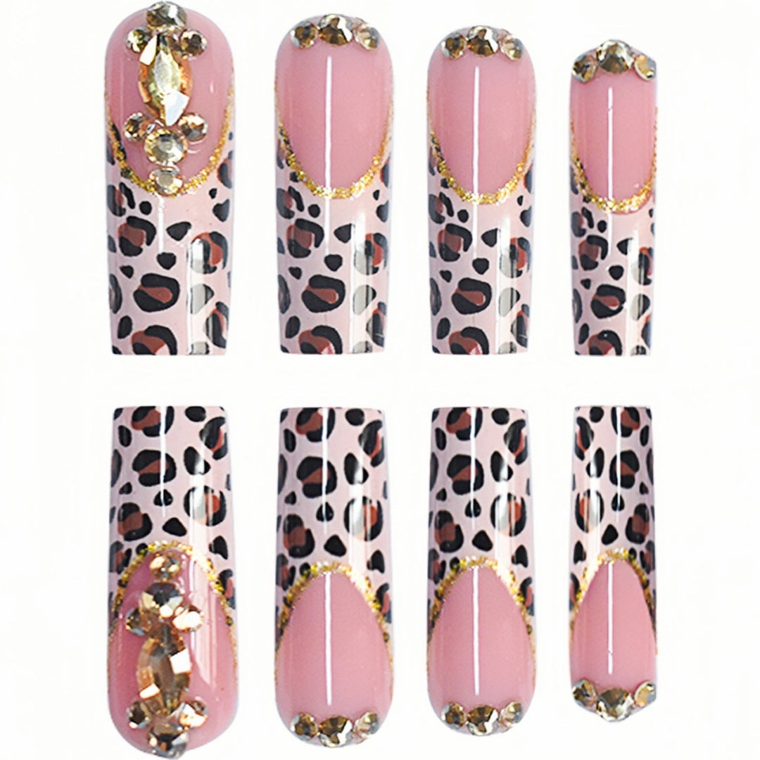Elegante Leopardenmuster Presse-On-Nagelerweiterungen Brehn