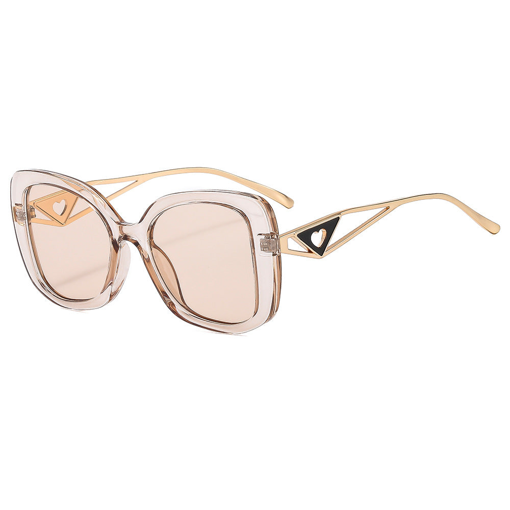 Damen modische oversized Sonnenbrille mit luxuriösem Herzdetail Brehn