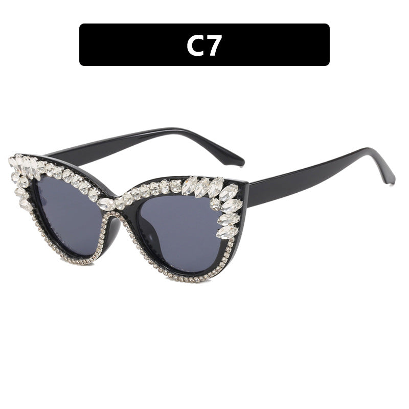 Damen extravagante Cat-Eye Sonnenbrille mit funkelndem Strassbesatz Brehn