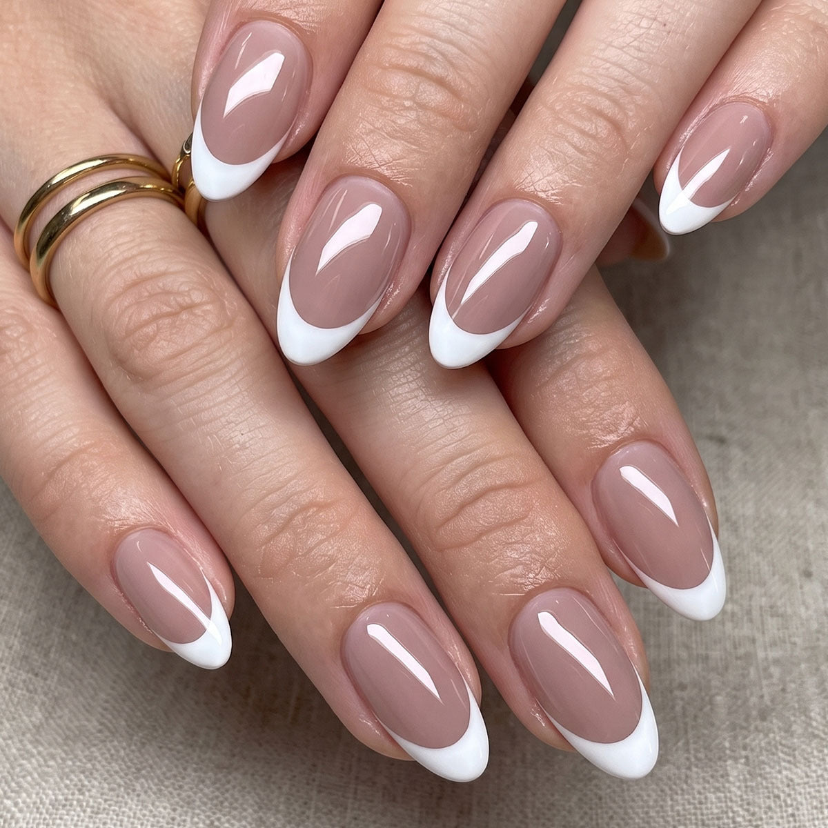 Elegante French Tip Druck-Nägel 1790732149