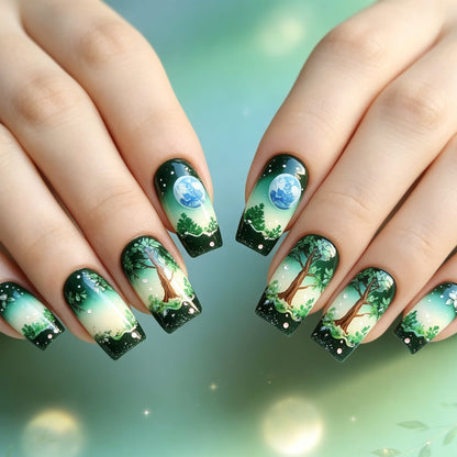 Künstlerisch von der Natur inspirierte Nagelkunsterweiterungen Brehn
