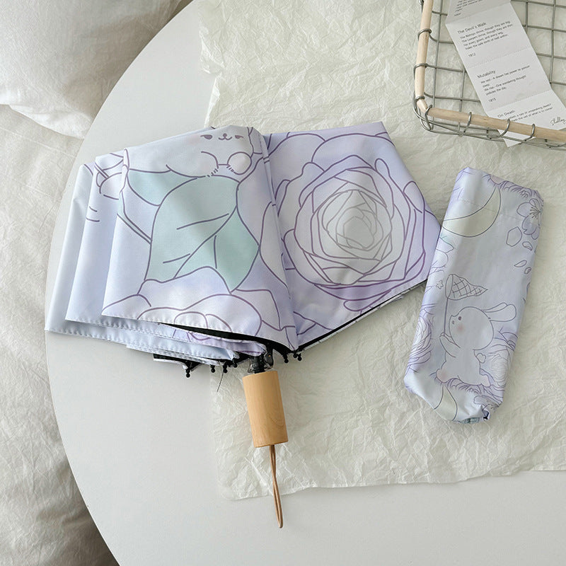 Damen Faltbarer Regenschirm mit floralem Minimalismus Brehn