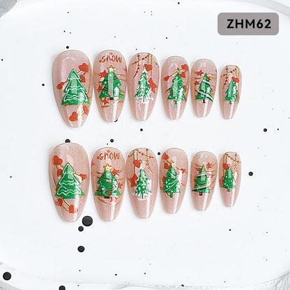 Festliches Baum-Themen Press-On Nagelset Brehn