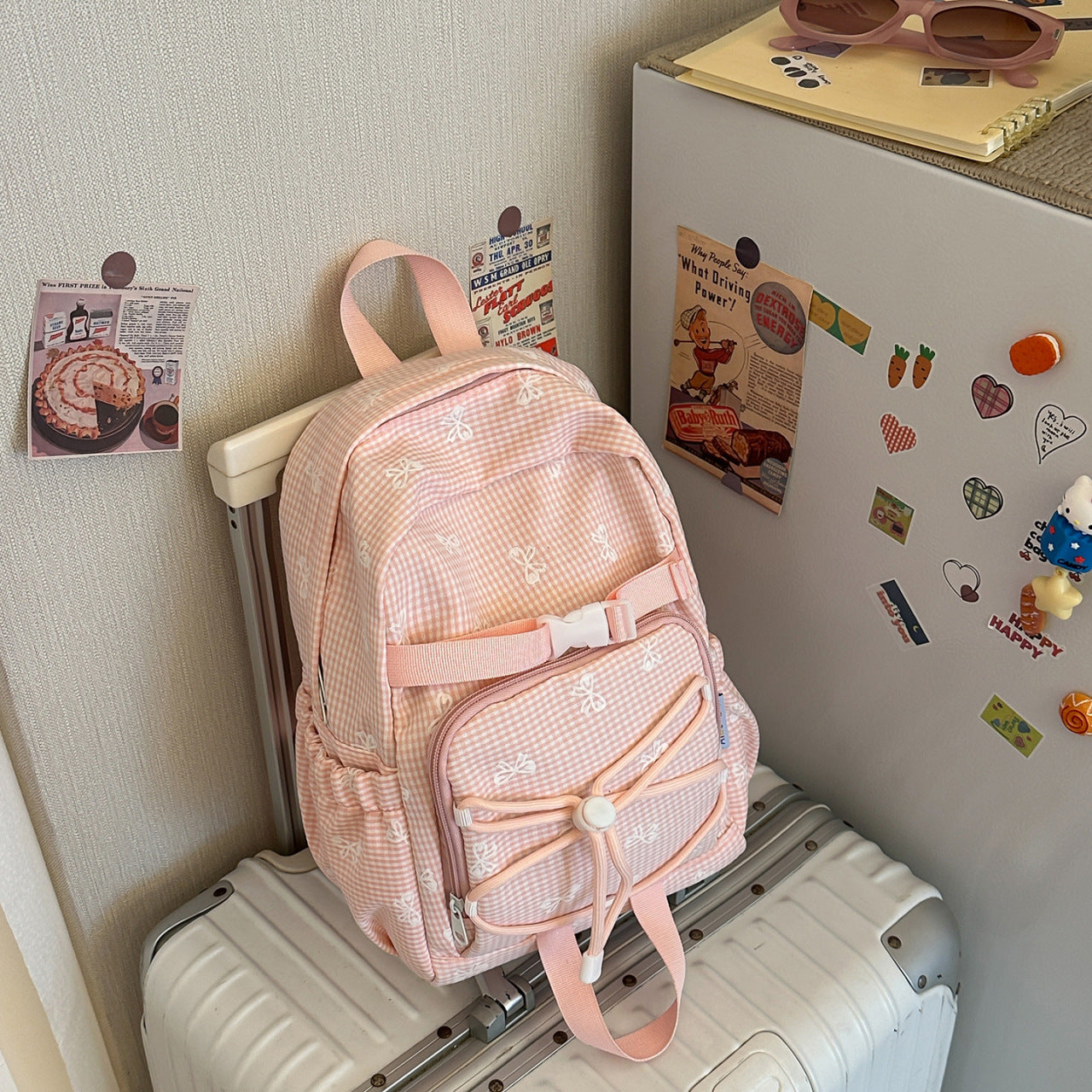 Verspielter Gingham Druck Tagesrucksack