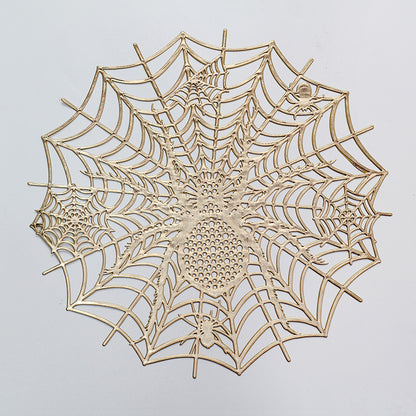 Filigrane Halloween-Tischdekoration Spinnennetz-Platzset aus flexiblem Kunststoff