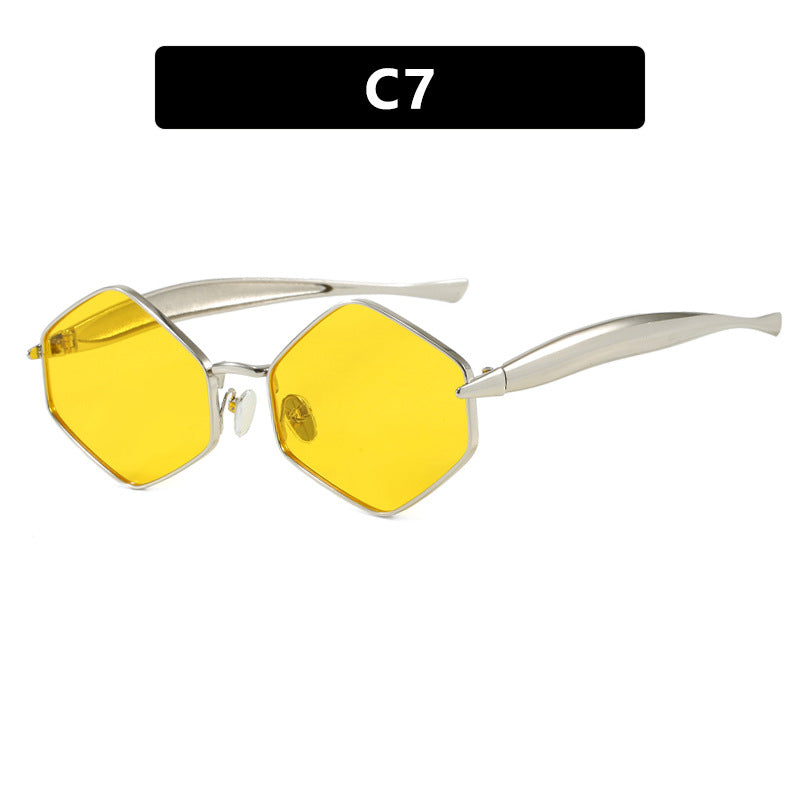 Damen hexagonale Sonnenbrille mit elegantem Metallrahmen und UV-Schutz Brehn