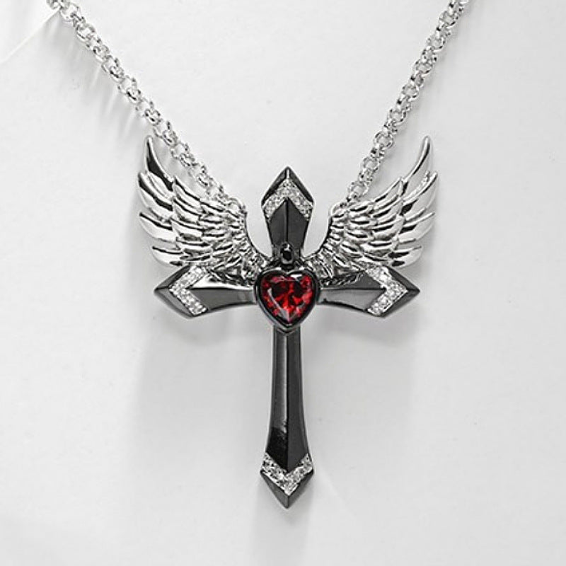 Gothic Engel Flügel Kreuz Anhänger Halskette Brehn