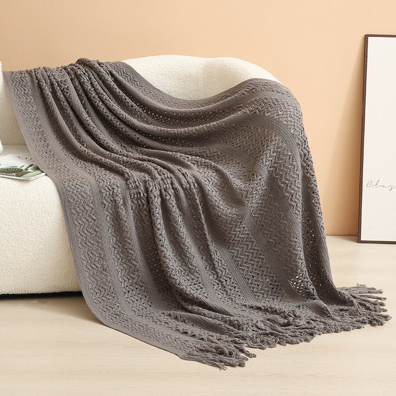 Damen gestrickte Wohndecke mit Fransen Brehn