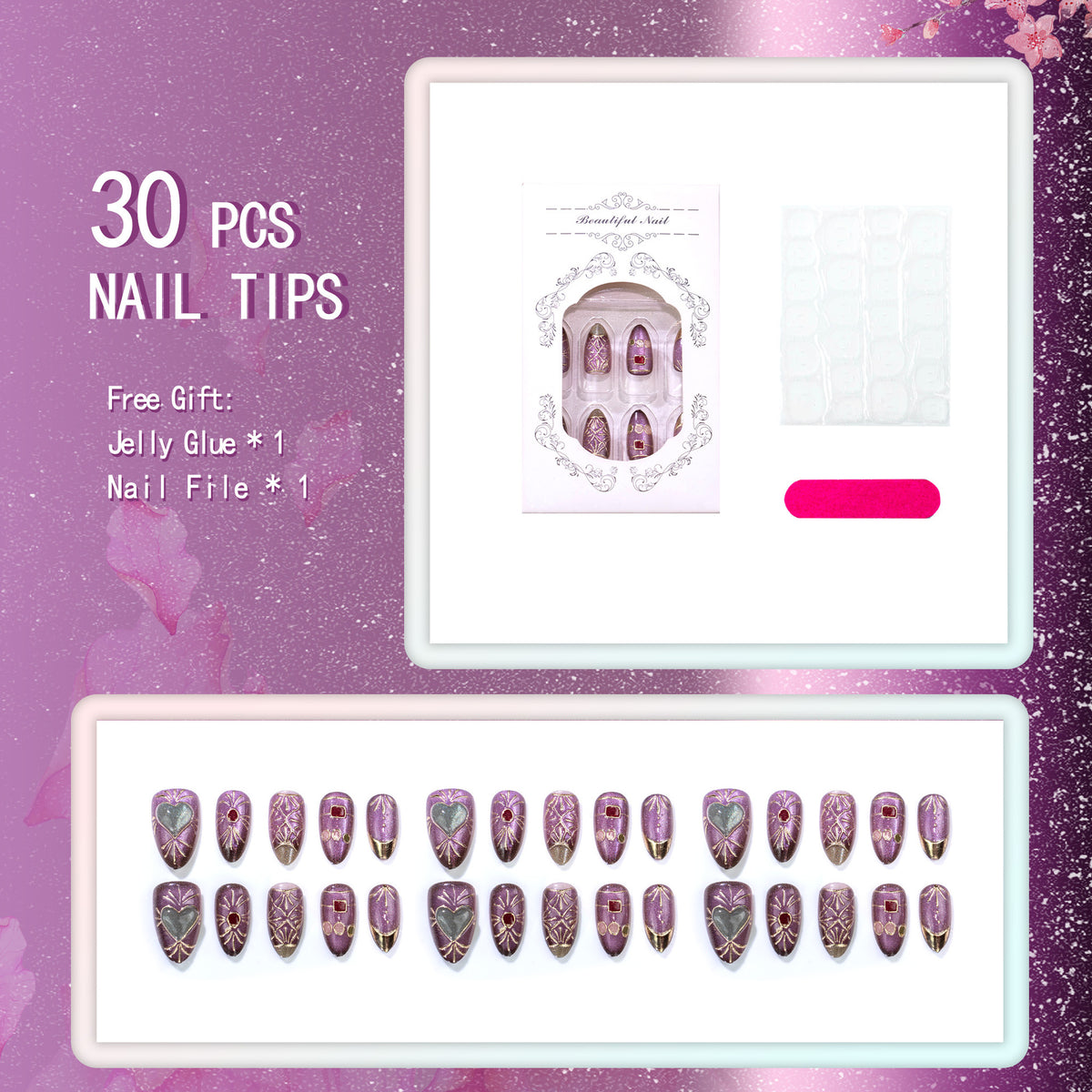 Dekoratives Handwerkliches Press-On Nagelset
