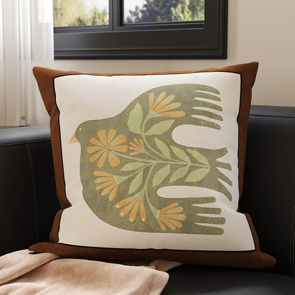 Decorative Tufted Velvet Throw Pillow Cover with Raised Floral Appliqué