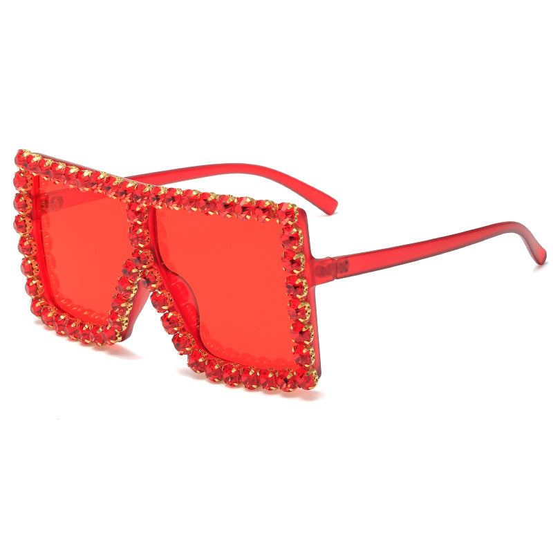 Damen auffällige quadratische Sonnenbrille mit funkelnden Applikationen Brehn