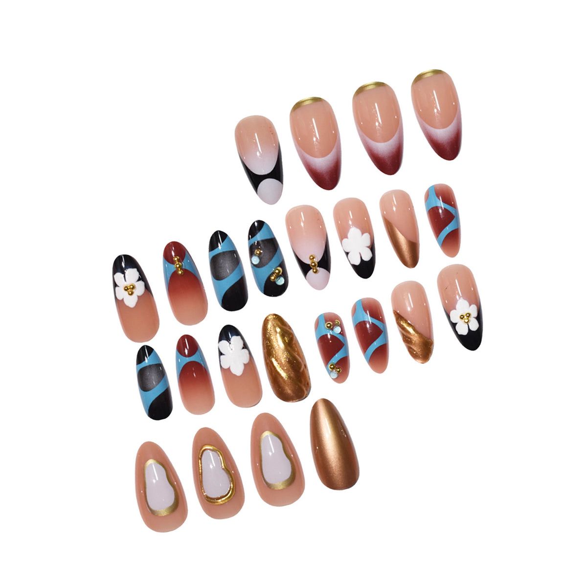 Künstlerisches 3D Blumen Nageldesign Brehn