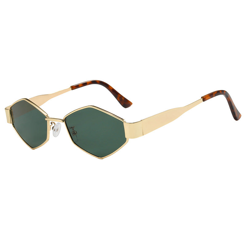 Damen geometrische Sonnenbrille mit schmalem Metallrahmen und polarisierten Gläsern Brehn