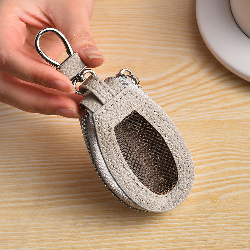 Texturiertes Leder-Münzfach mit Clip Brehn