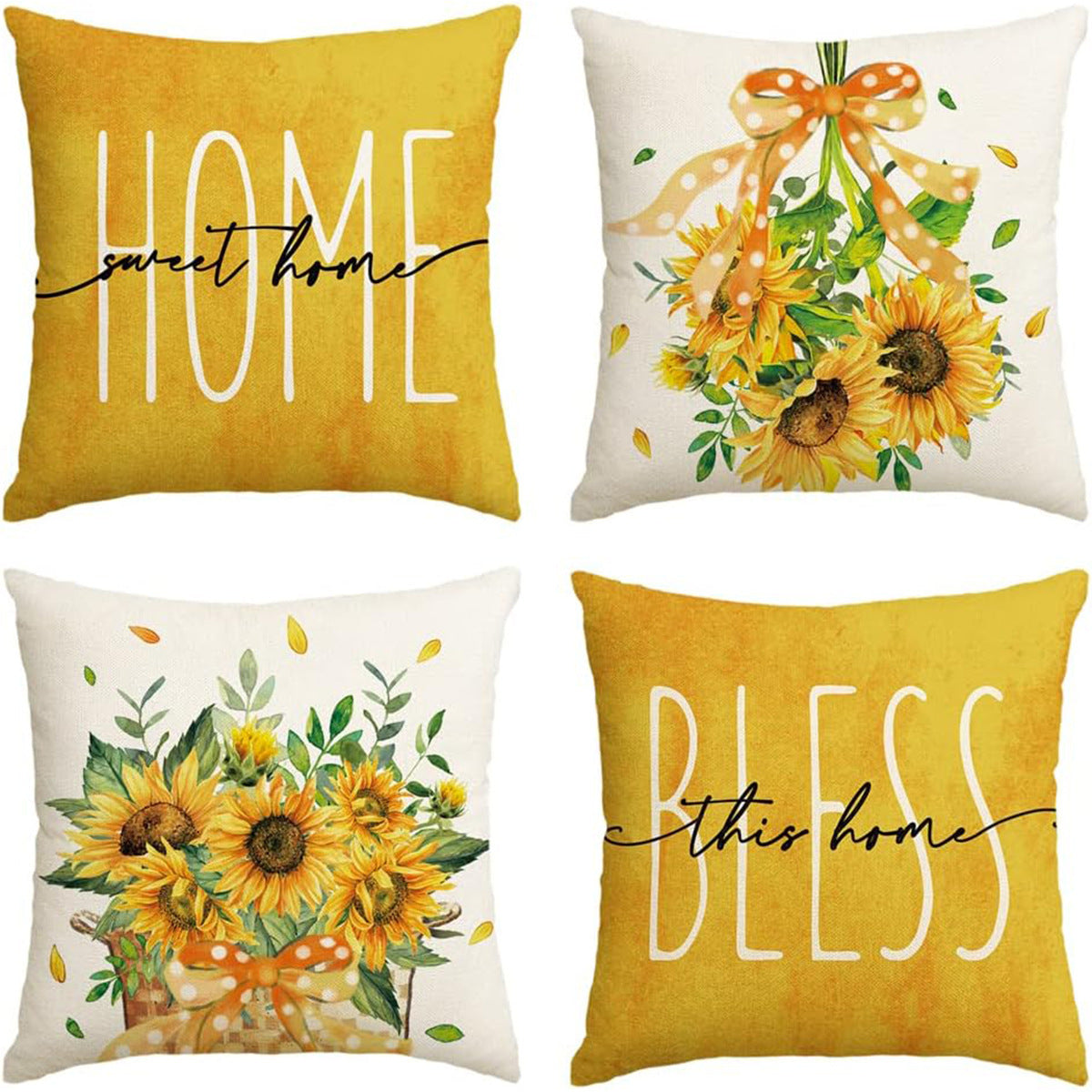 Damen Kissenbezüge mit fröhlichem Sonnenblumenmotiv Brehn