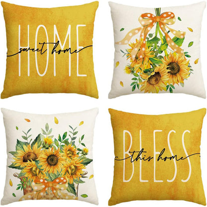 Damen Kissenbezüge mit fröhlichem Sonnenblumenmotiv Brehn