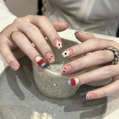 Elegante Lange Press-On Nägel Set mit Künstlerischen Spitzen Brehn