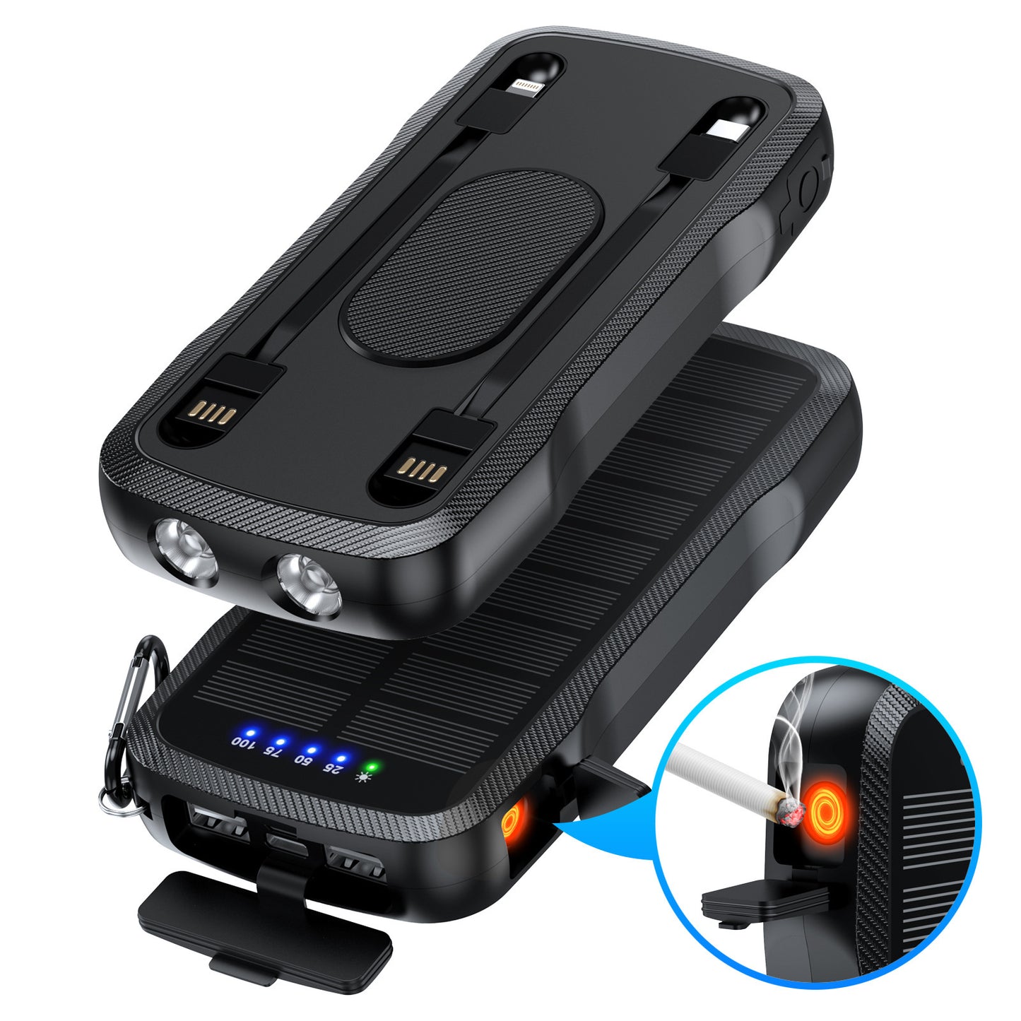 Solar-Ladegerät mit Integrierten Usb-Anschlüssen und LED-Lampen Brehn
