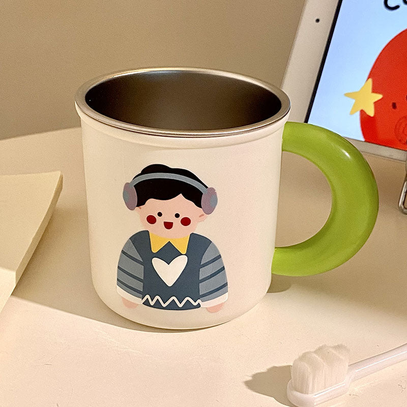 Edelstahl Kaffeebecher mit Fröhlichem Kindermotiv Brehn