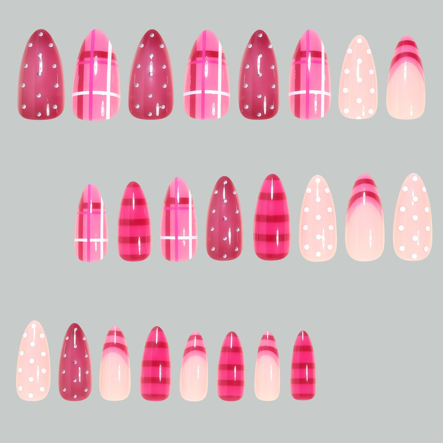 Künstlerisches Glänzendes Stiletto Press-On Nail Set Brehn